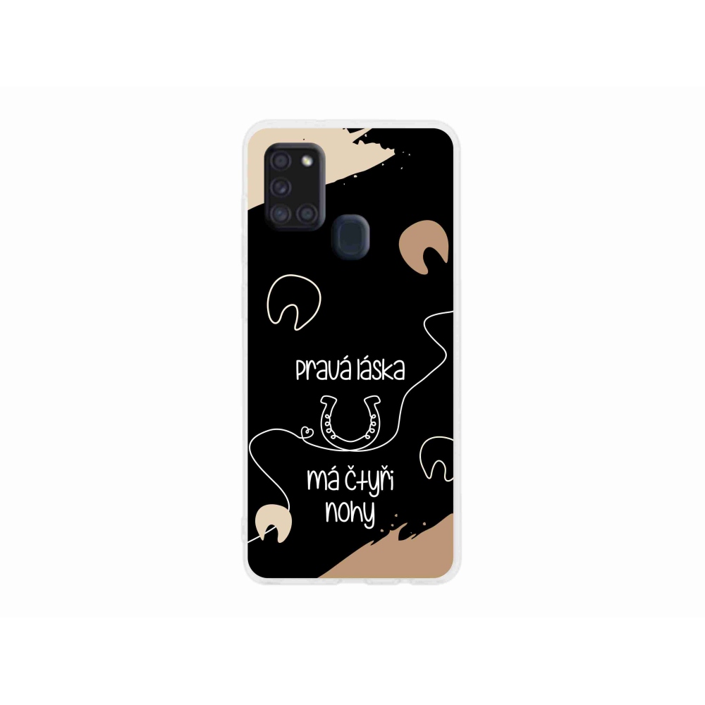 Gelový kryt mmCase na Samsung Galaxy A21s - koňský motiv černé pozadí