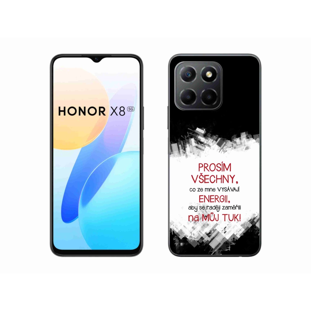 Gelový kryt mmCase na Honor X8 5G/Honor 70 Lite 5G - vtipný text 1 červený