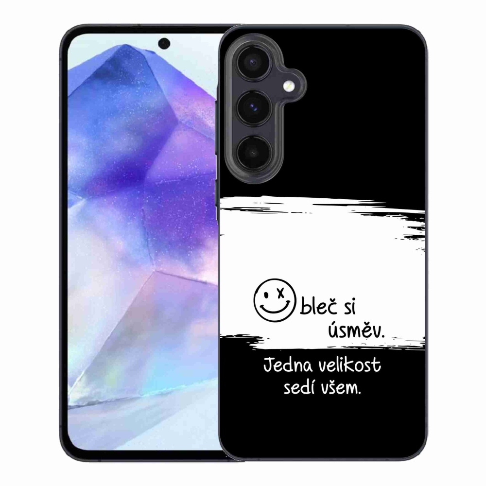 Gelový kryt mmCase na Samsung Galaxy A55 5G - vtipný text 8 bíločerné pozadí