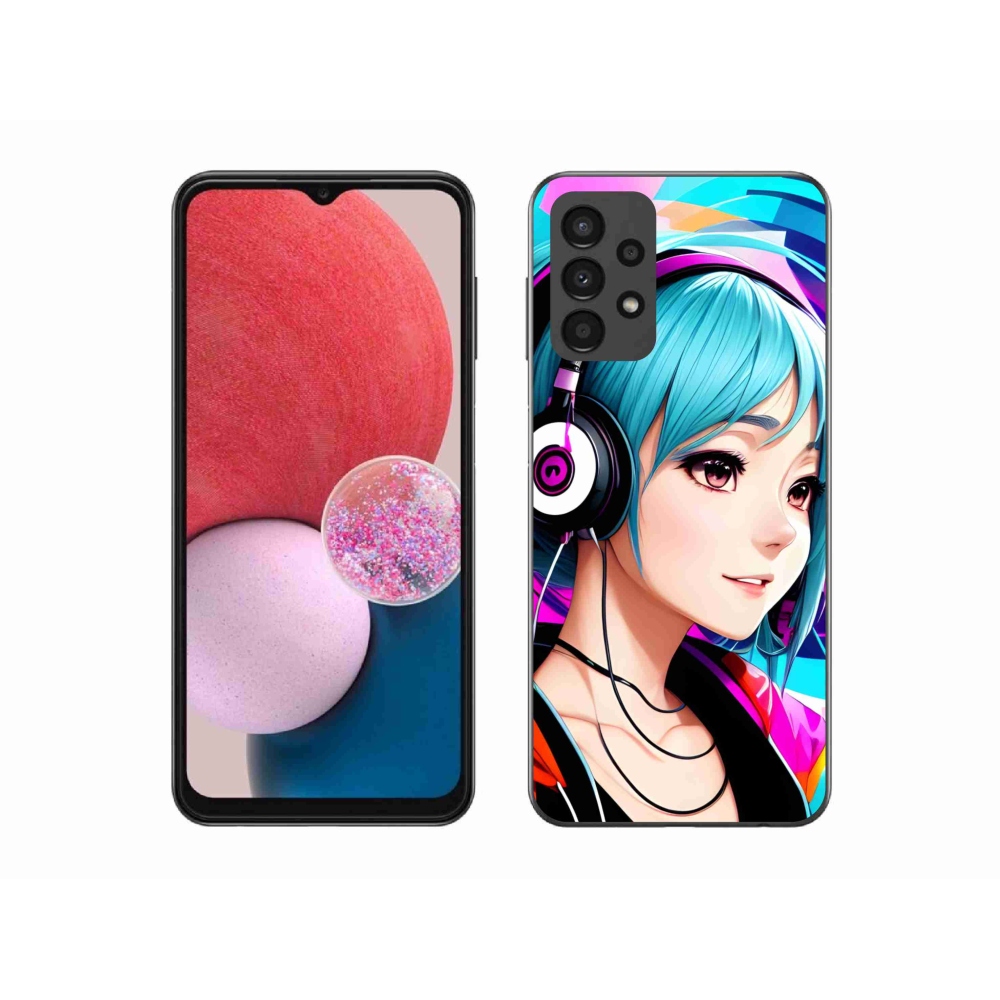 Gelový kryt mmCase na Samsung Galaxy A13 4G - dívka se sluchátky