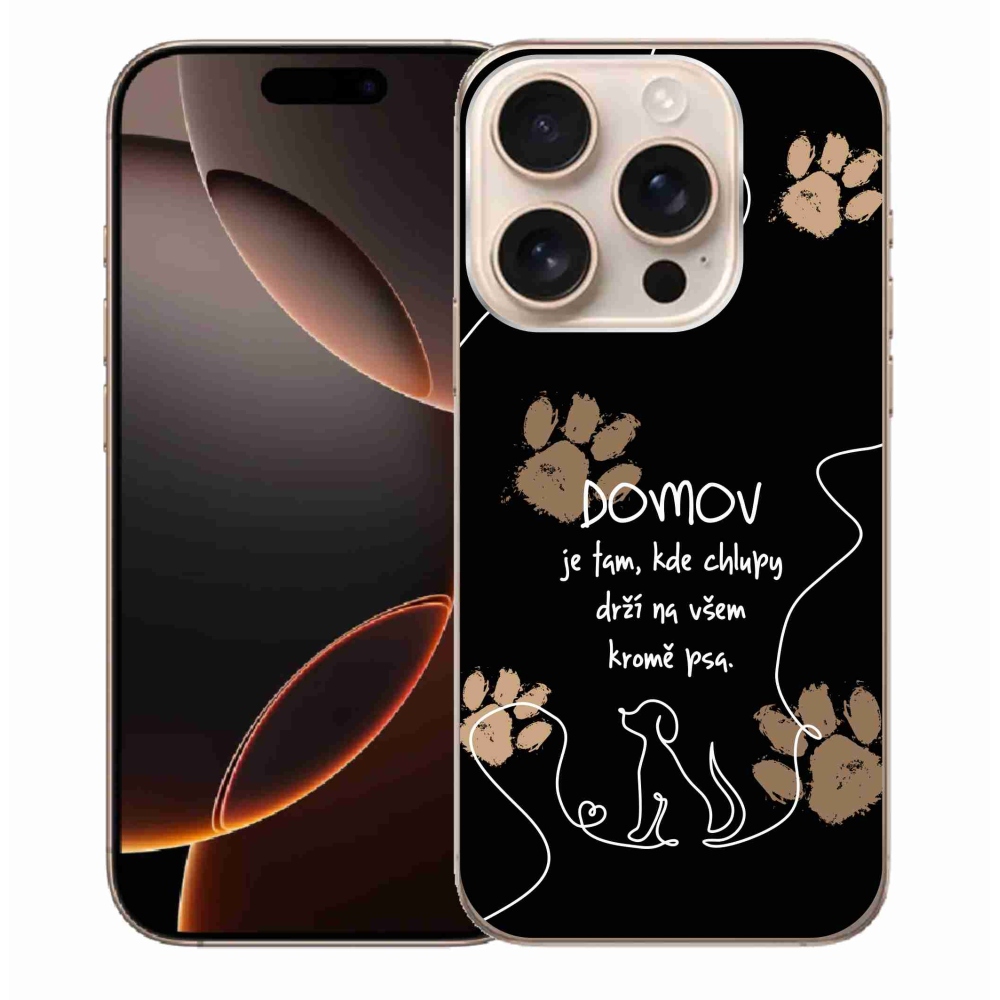 Gelový kryt mmCase na iPhone 16 Pro Max - psí motiv černé pozadí