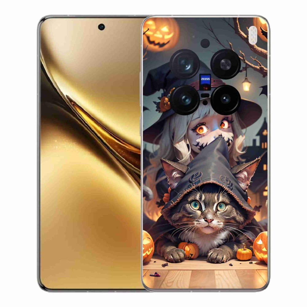 Gelový kryt mmCase na Vivo X200 Pro 5G - čarodějnice s kočkou