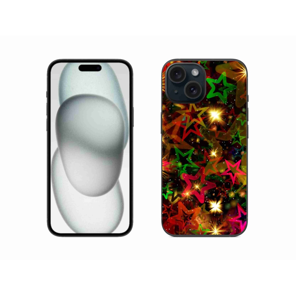 Gelový kryt mmCase na iPhone 15 - barevné hvězdičky