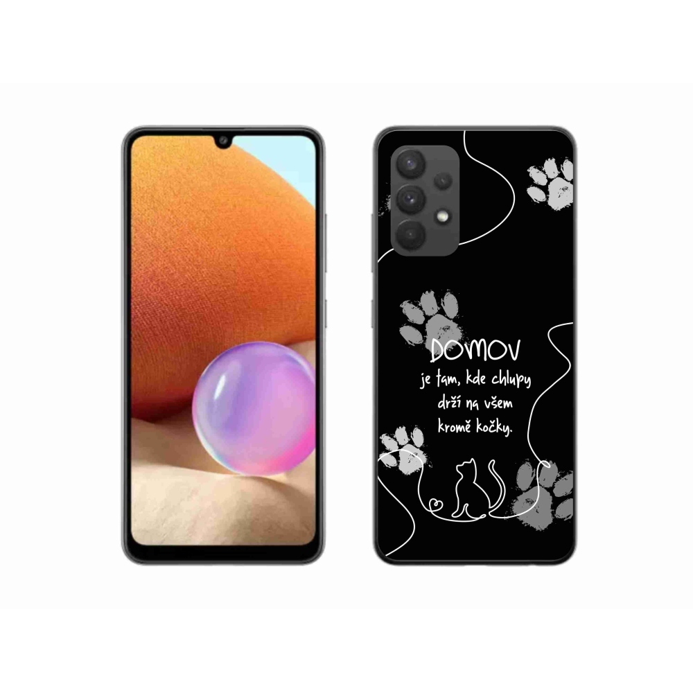 Gelový kryt mmCase na Samsung Galaxy A32 4G - kočičí motiv černé pozadí
