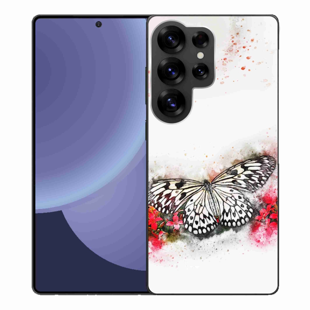Gelový kryt mmCase na Samsung Galaxy S25 Ultra - černobílý motýl