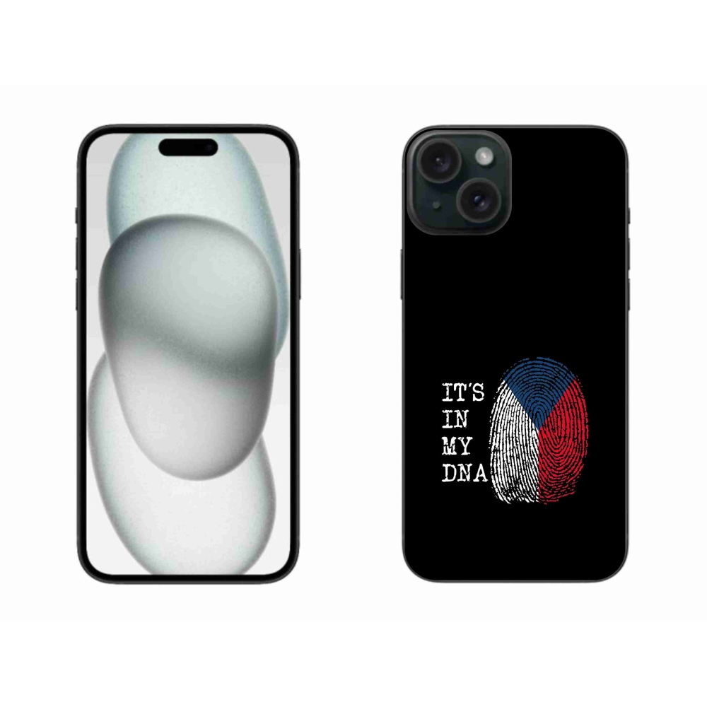 Gelový kryt mmCase na iPhone 15 Plus - vlajka otisk prstu černé pozadí