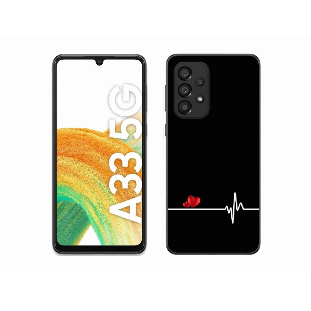 Gelový kryt mmCase na Samsung Galaxy A33 5G - srdce a tep černé pozadí
