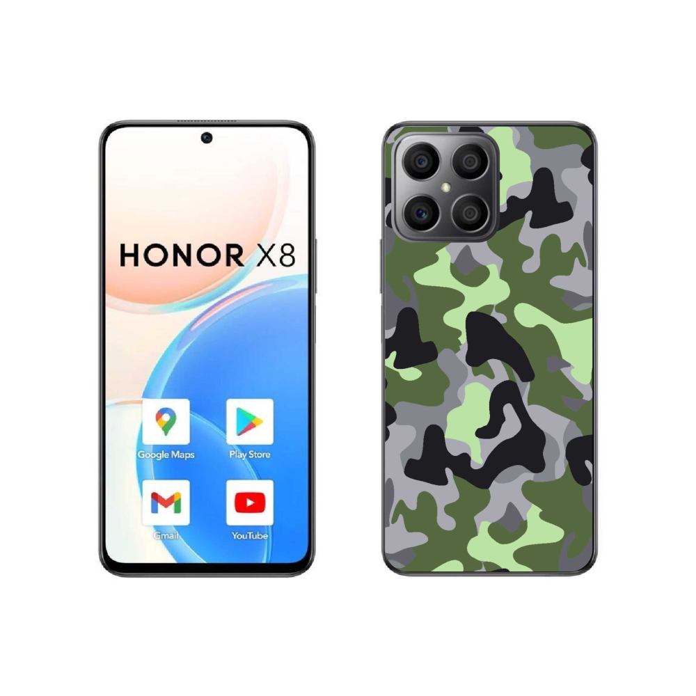 Gelový kryt mmCase na Honor X8 4G - maskáčový vzor 7