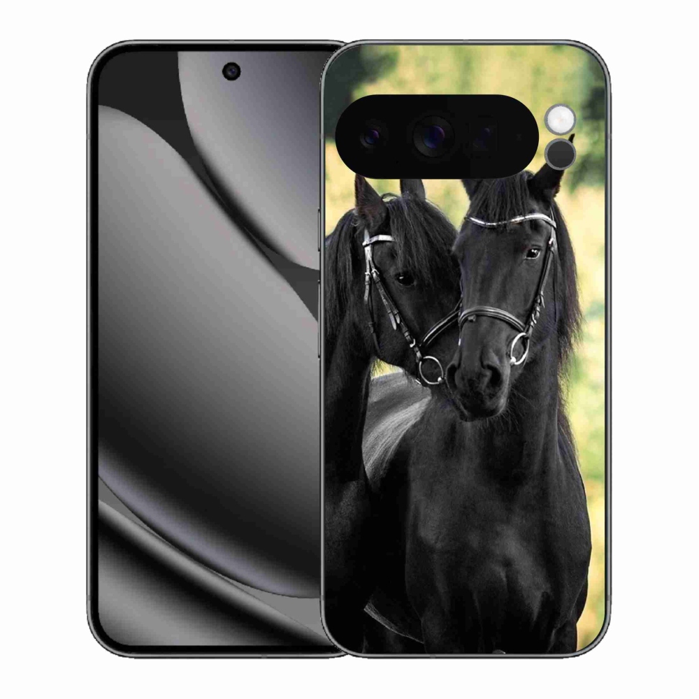 Gelový kryt mmCase na Google Pixel 10 Pro XL - dva černí koně