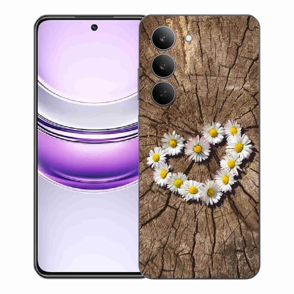 Gelový kryt mmCase na Realme 14x 5G - srdce z kopretin