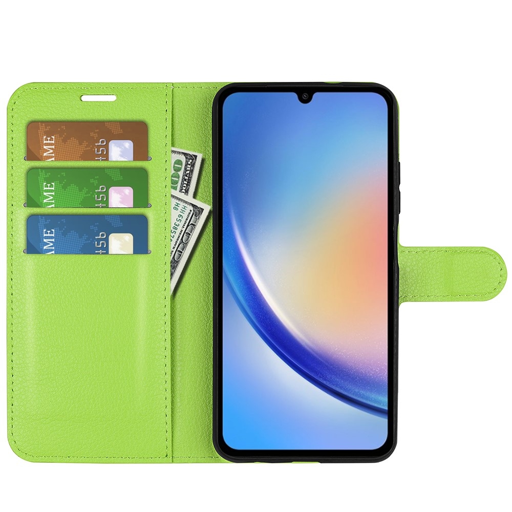 Litchi knížkové pouzdro na Samsung Galaxy A35 5G - zelené