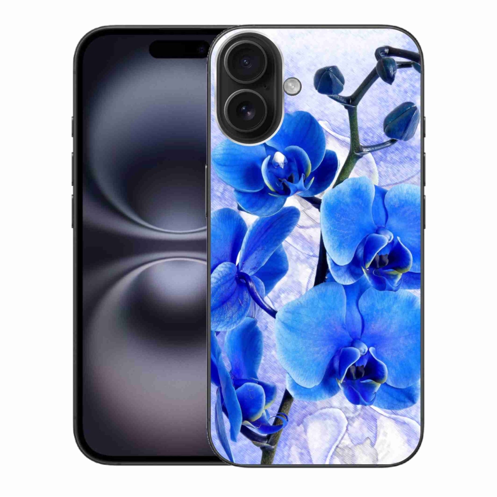 Gelový kryt mmCase na iPhone 16 Plus - modré květy
