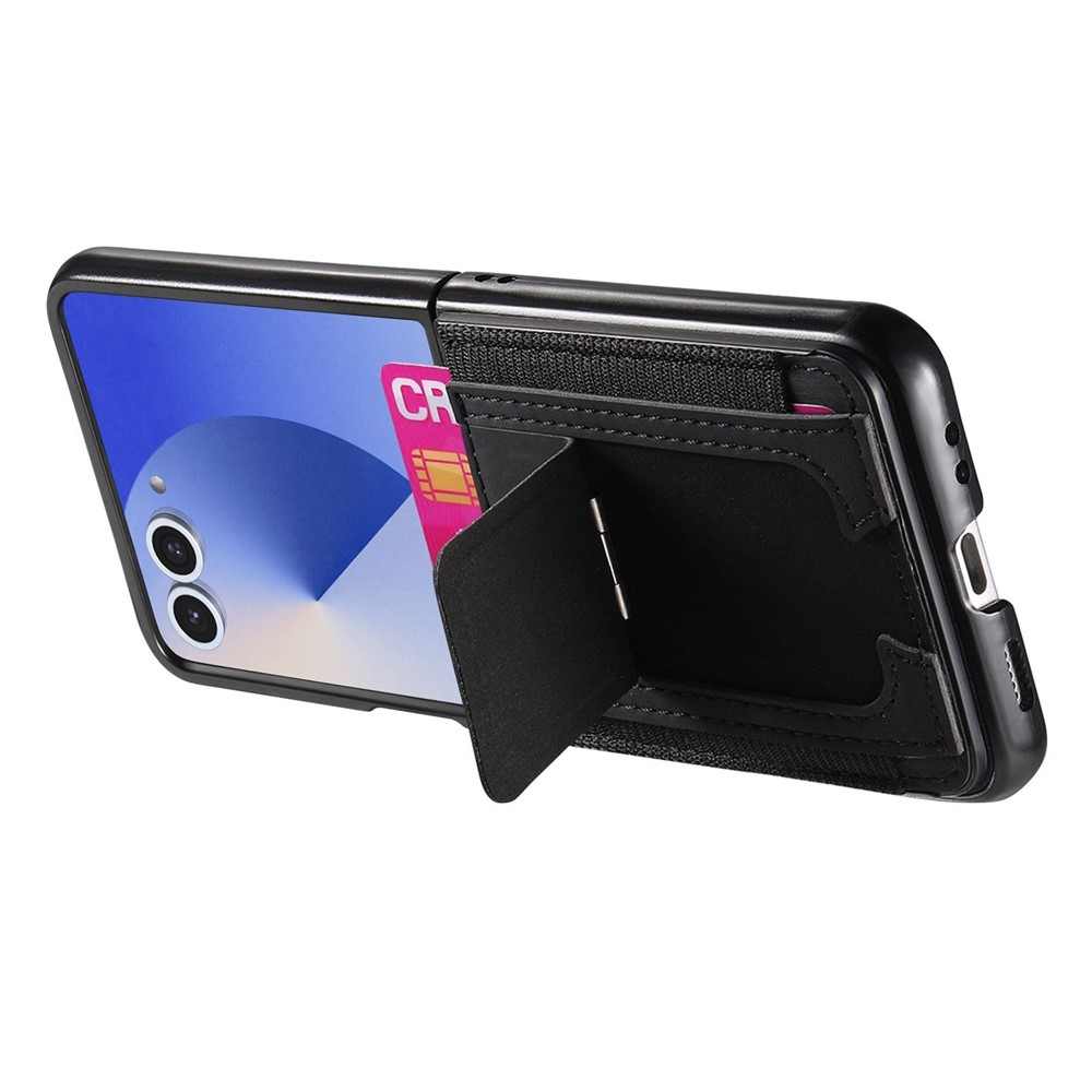 Luxurious plastový kryt s umělou kůží na Samsung Galaxy Z Flip7 5G - černý
