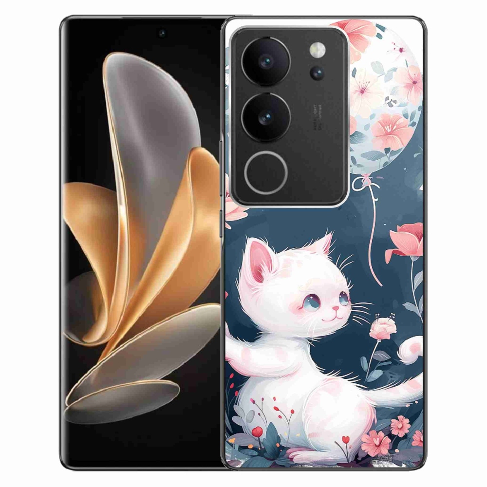 Gelový kryt mmCase na Vivo V29 5G - kotě s balónkem