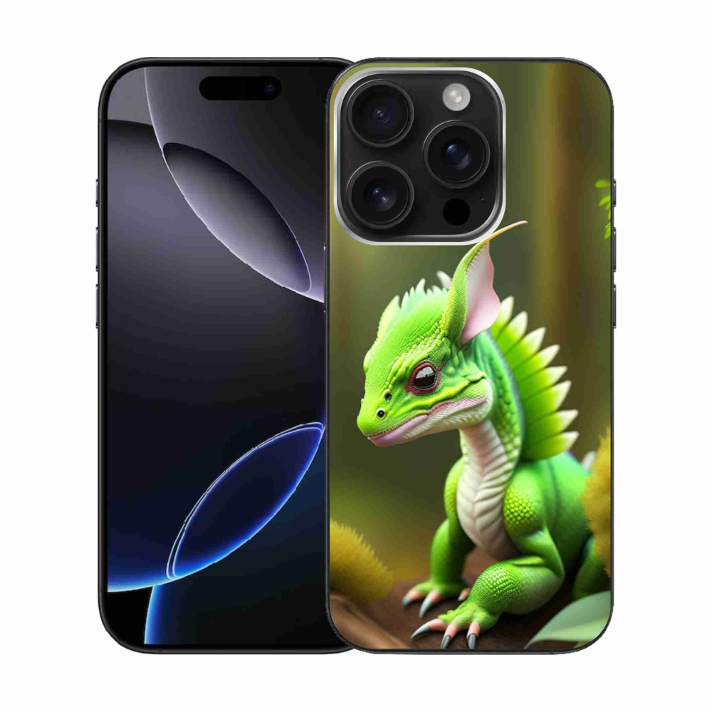 Gelový kryt mmCase na iPhone 16 Pro - zelený dráček