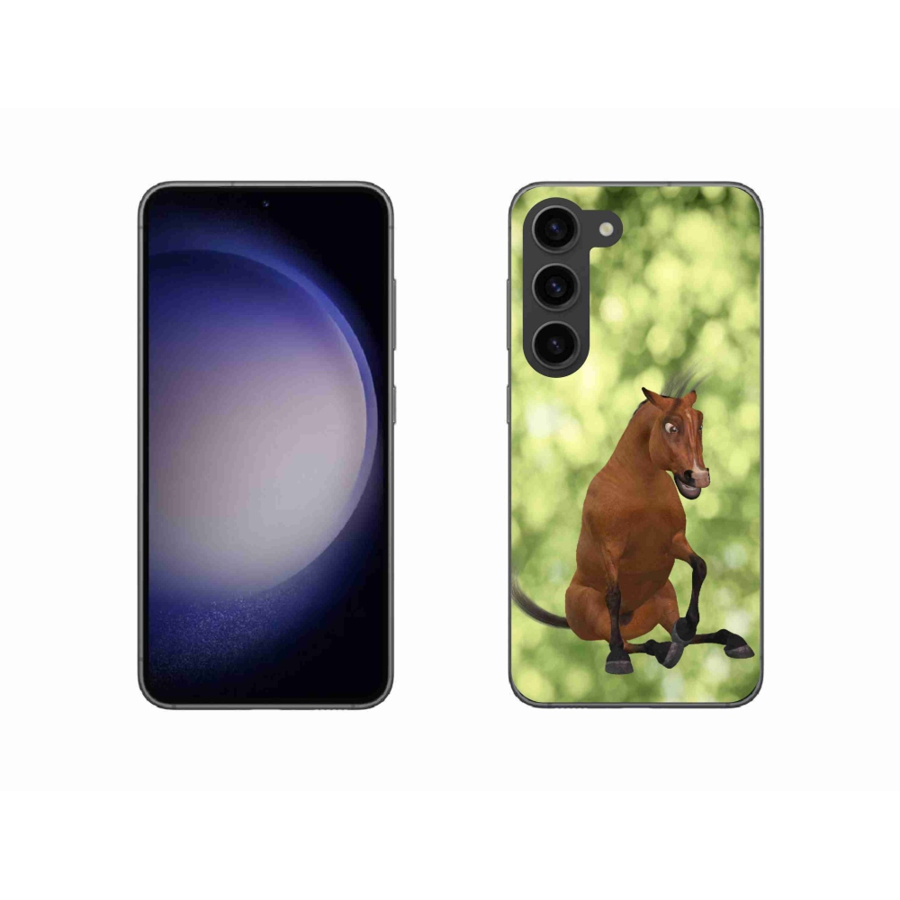 Gelový kryt mmCase na Samsung Galaxy S23 5G - hnědý kreslený kůň 1