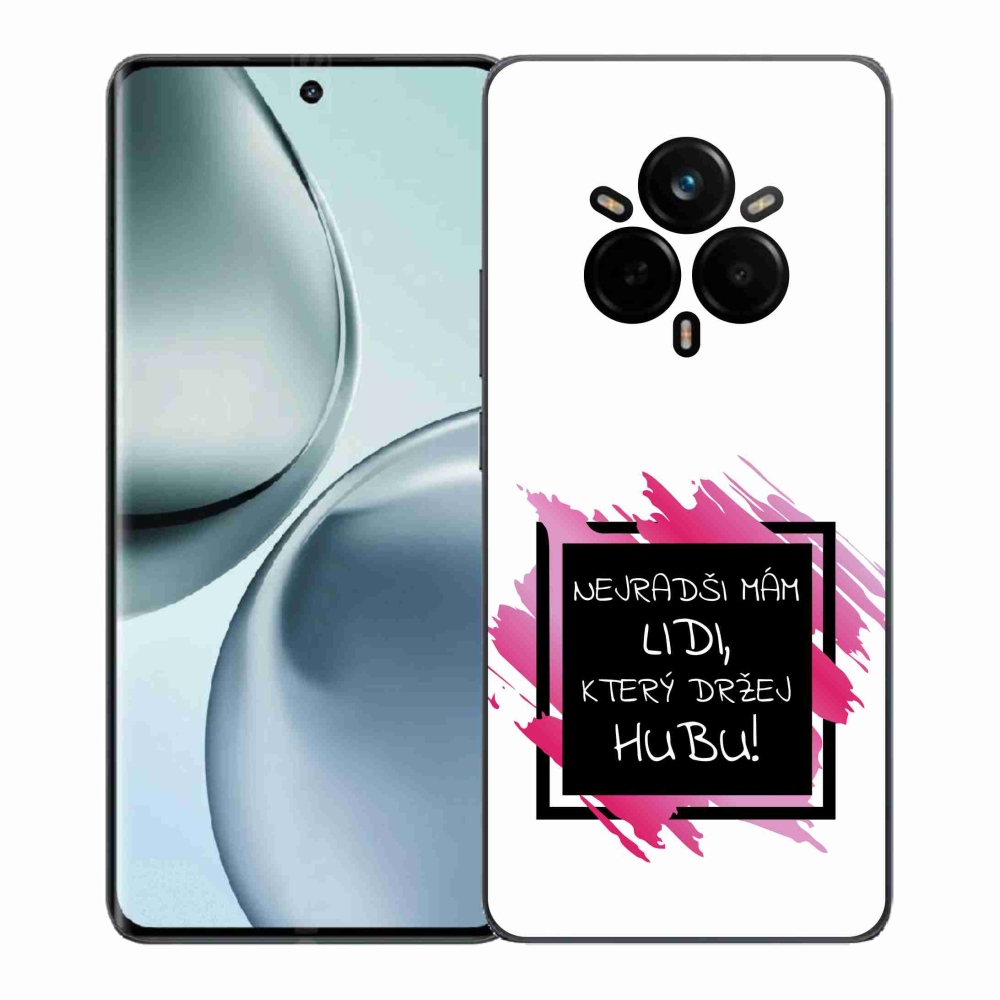 Gelový kryt mmCase na Realme 14 Pro+ 5G - vtipný text 7 černobílé pozadí