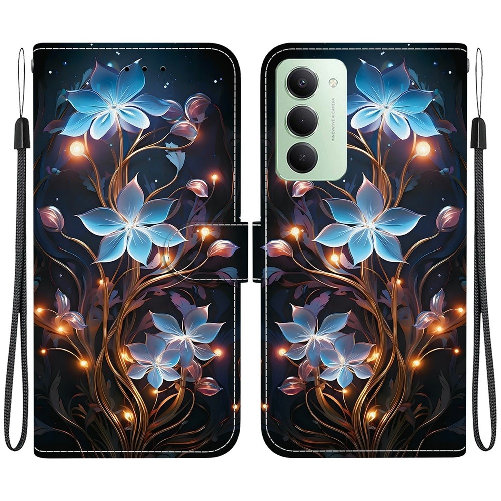 Versatile knížkové pouzdro na Xiaomi Redmi 15 4G (171mm) - modré květy