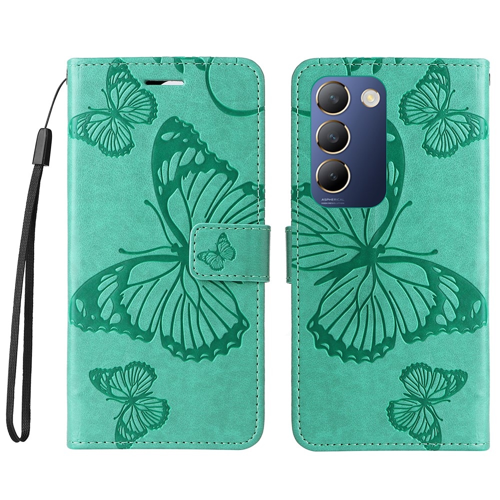 Big Butterfly knížkové pouzdro na Vivo V40 SE 4G/5G - modrozelené