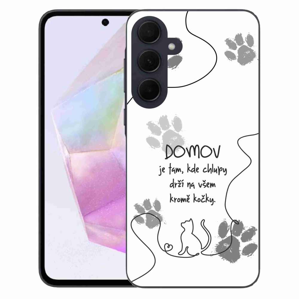 Gelový kryt mmCase na Samsung Galaxy A35 5G - kočičí motiv bílé pozadí
