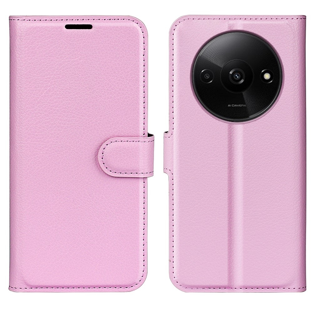 Litchi knížkové pouzdro na Xiaomi Redmi A3 - růžové