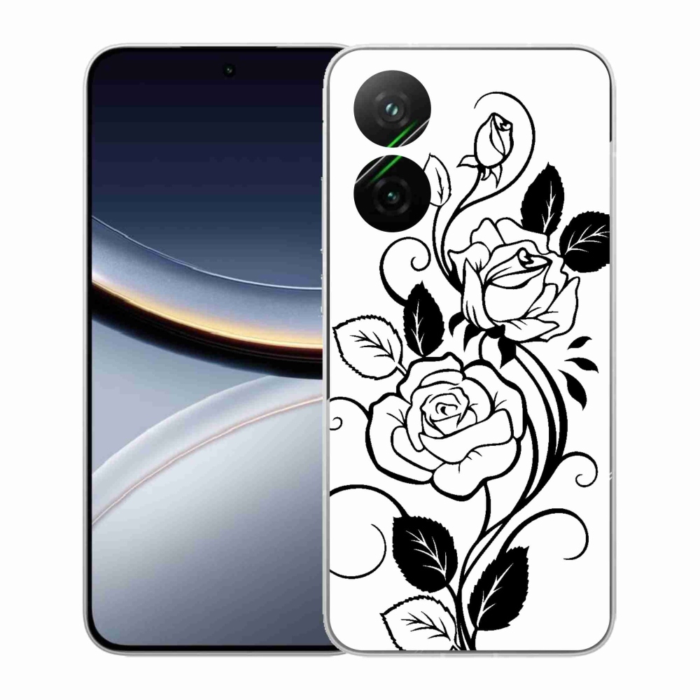 Gelový kryt mmCase na Xiaomi Poco F7 5G - černobílá růže