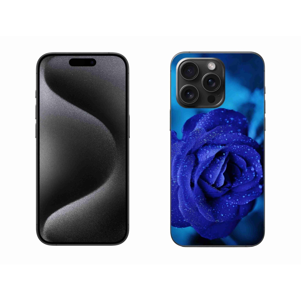 Gelový obal mmCase na iPhone 15 Pro Max - modrá růže