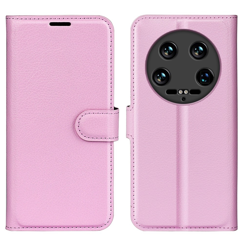 Litchi knížkové pouzdro na Xiaomi 14 Ultra - růžové