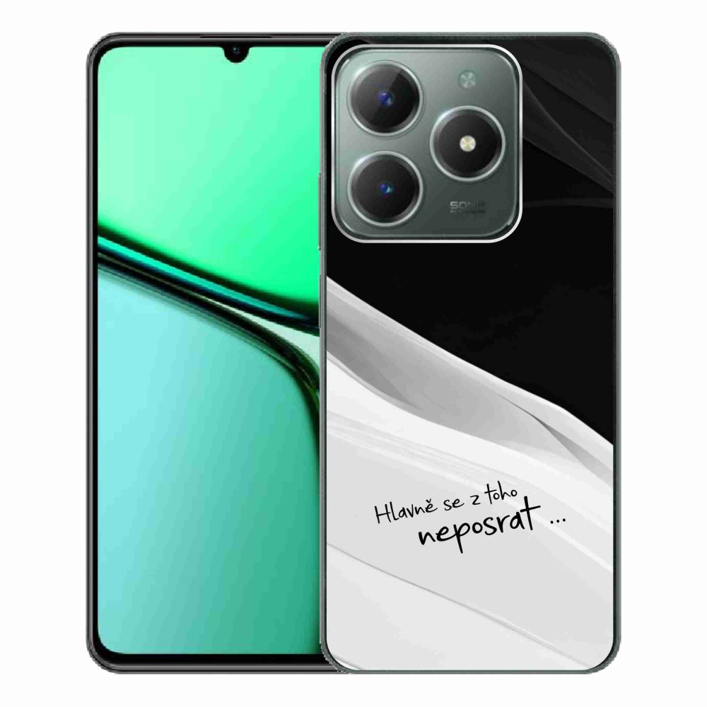 Gelový kryt mmCase na Realme C61 - vtipný text 13 bíločerné pozadí