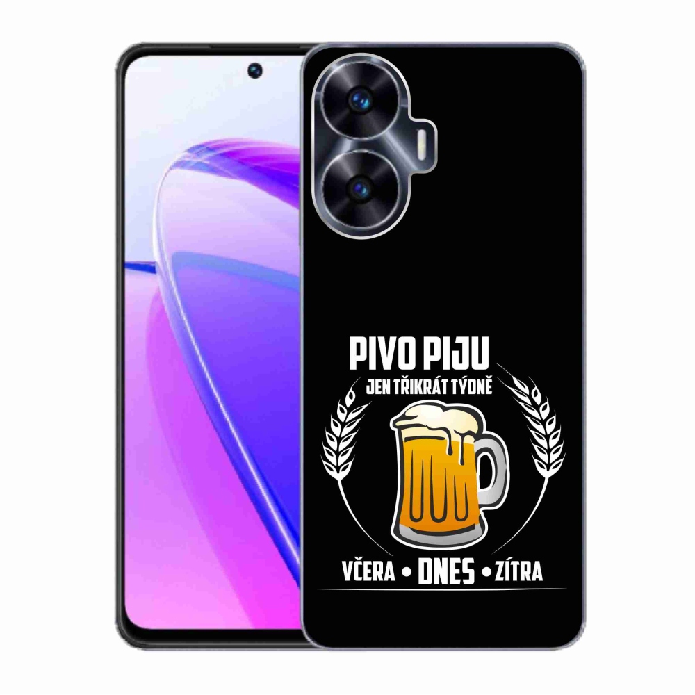 Gelový kryt mmCase na Realme C55 - pivní motiv černé pozadí