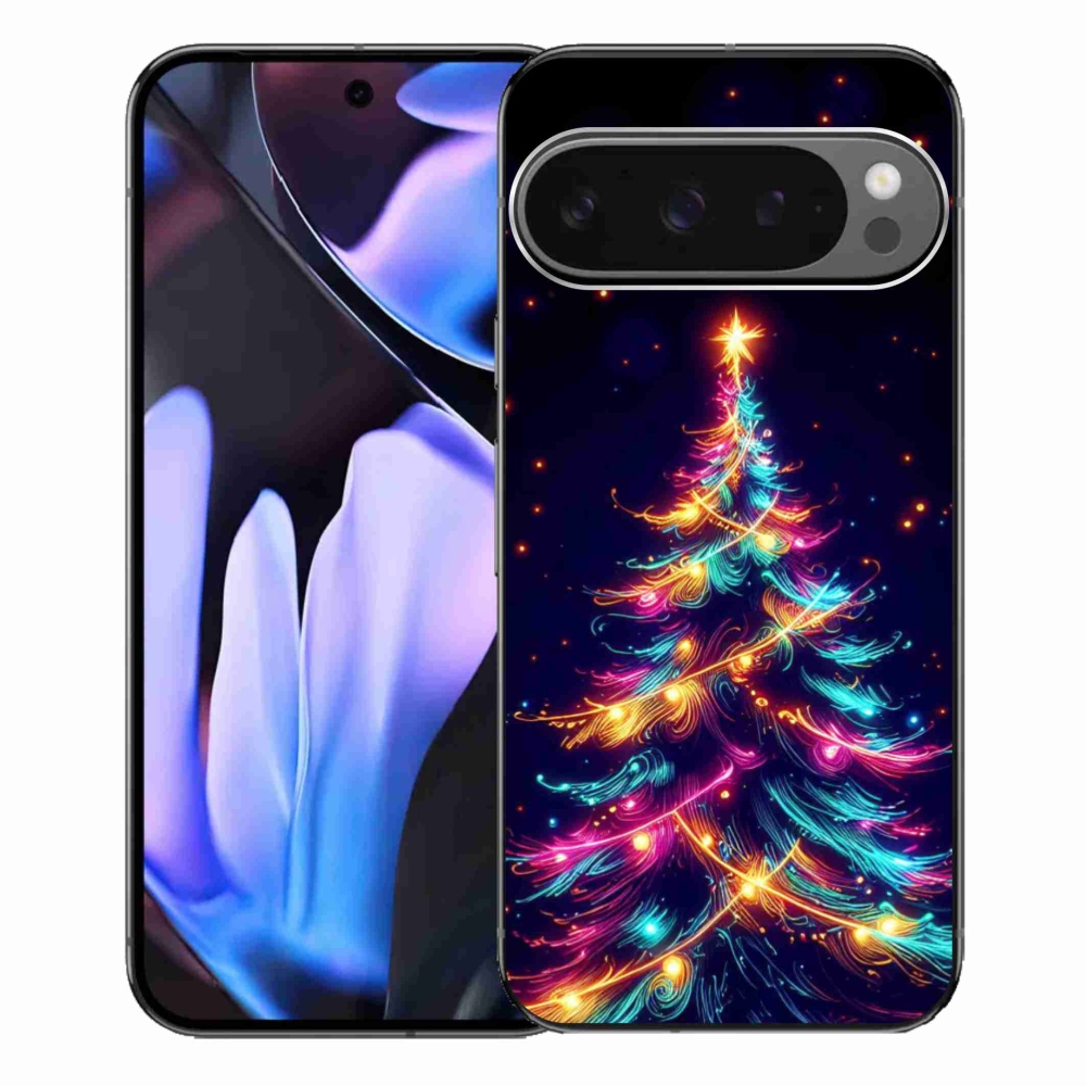 Gelový kryt mmCase na Google Pixel 9 Pro XL - neonový vánoční stromek