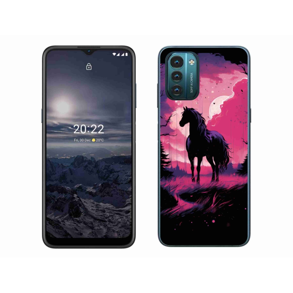 Gelový kryt mmCase na Nokia G11/G21 - černý kreslený kůň 1