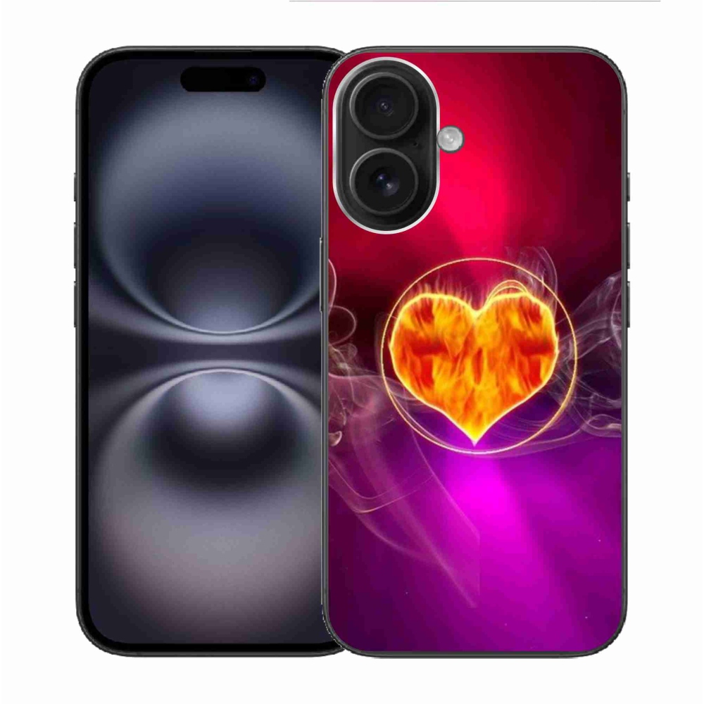 Gelový kryt mmCase na iPhone 16 - ohnivé srdce