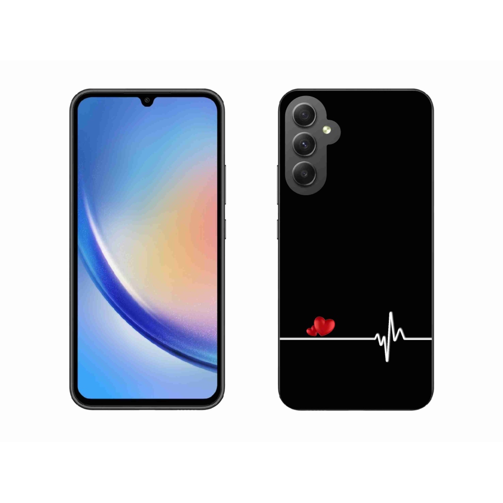 Gelový kryt mmCase na Samsung Galaxy A34 5G - srdce a tep černé pozadí