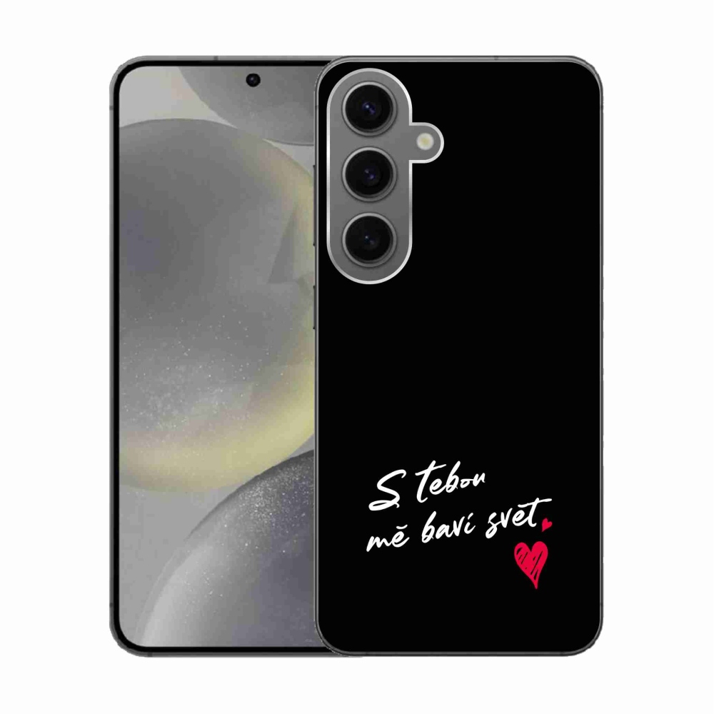 Gelový kryt mmCase na Samsung Galaxy S24 - zamilovaný text 1 černé pozadí