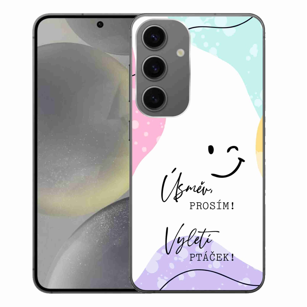 Gelový kryt mmCase na Samsung Galaxy S24+ - vtipný text 4 bílé pozadí