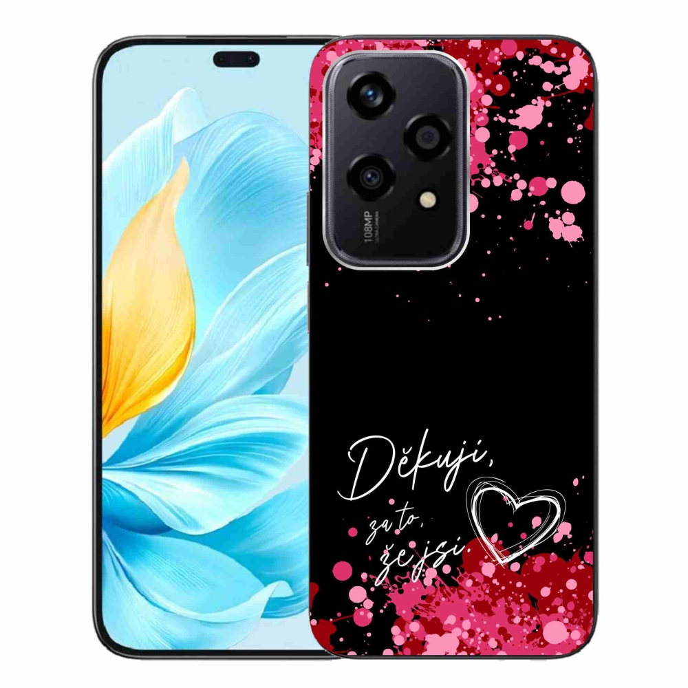 Gelový kryt mmCase na Honor 200 Lite 5G - zamilovaný text 2 černé pozadí