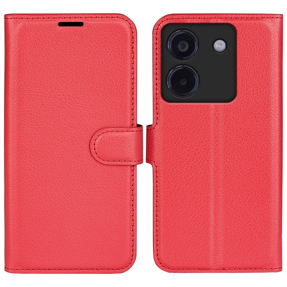 Litchi knížkové pouzdro na Xiaomi Poco M7 Pro 5G - červené