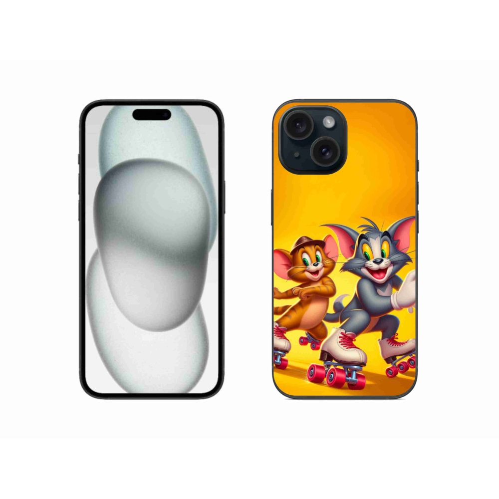 Gelový kryt mmCase na iPhone 15 - tom a jerry