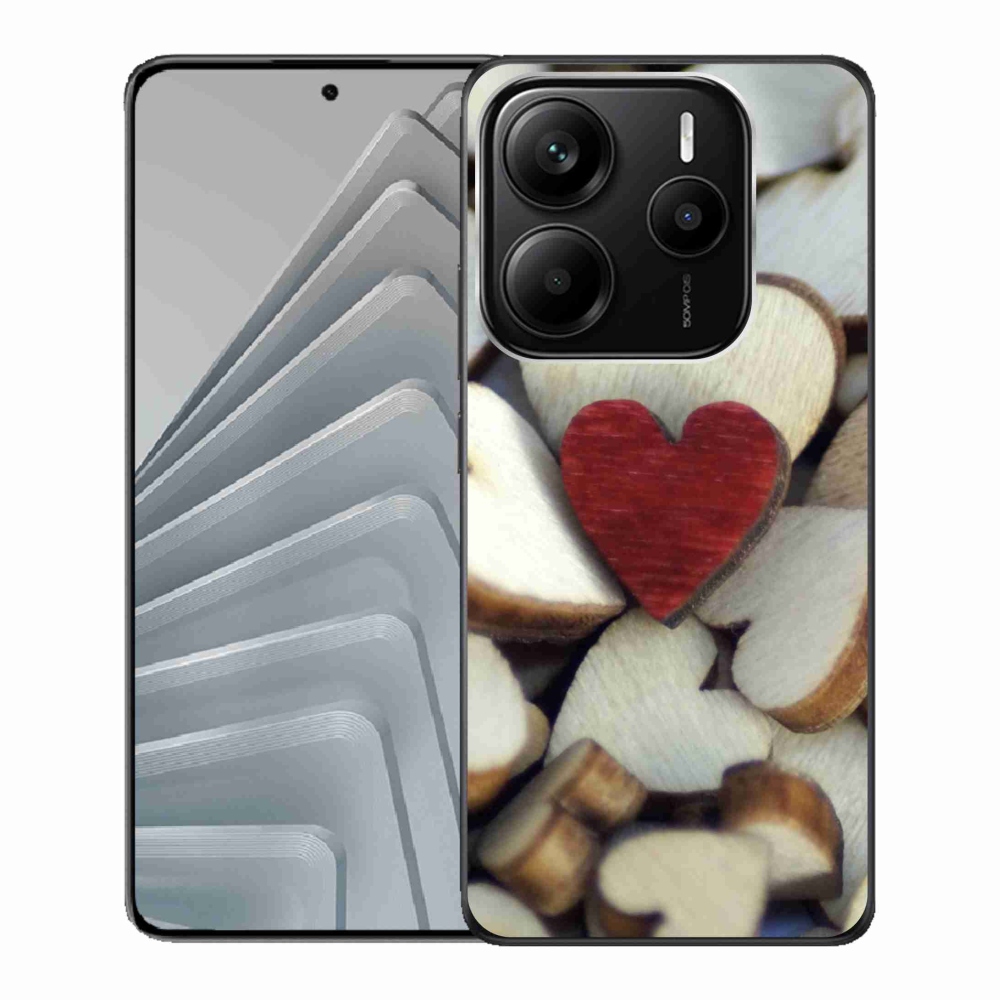 Gelový kryt mmCase na Xiaomi Redmi Note 14 5G - gravírované červené srdce 