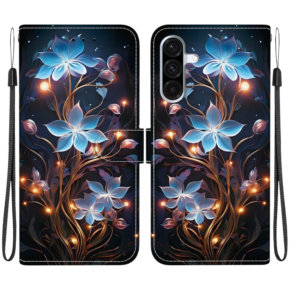 Versatile knížkové pouzdro na Samsung Galaxy A36 5G/A56 5G - modré květy