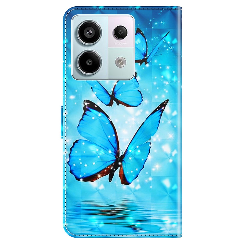Print knížkové pouzdro na Xiaomi Redmi Note 13 Pro 5G/Poco X6 5G - modří motýli
