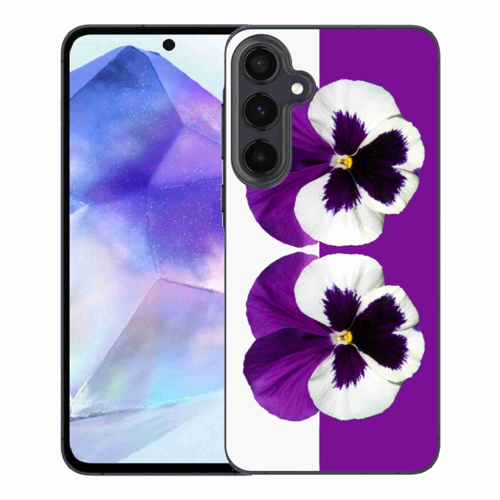 Gelový kryt mmCase na Samsung Galaxy A55 5G - fialovobílý květ