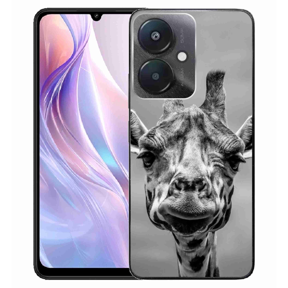 Gelový kryt mmCase na Xiaomi Redmi 13C 5G - černobílá žirafa