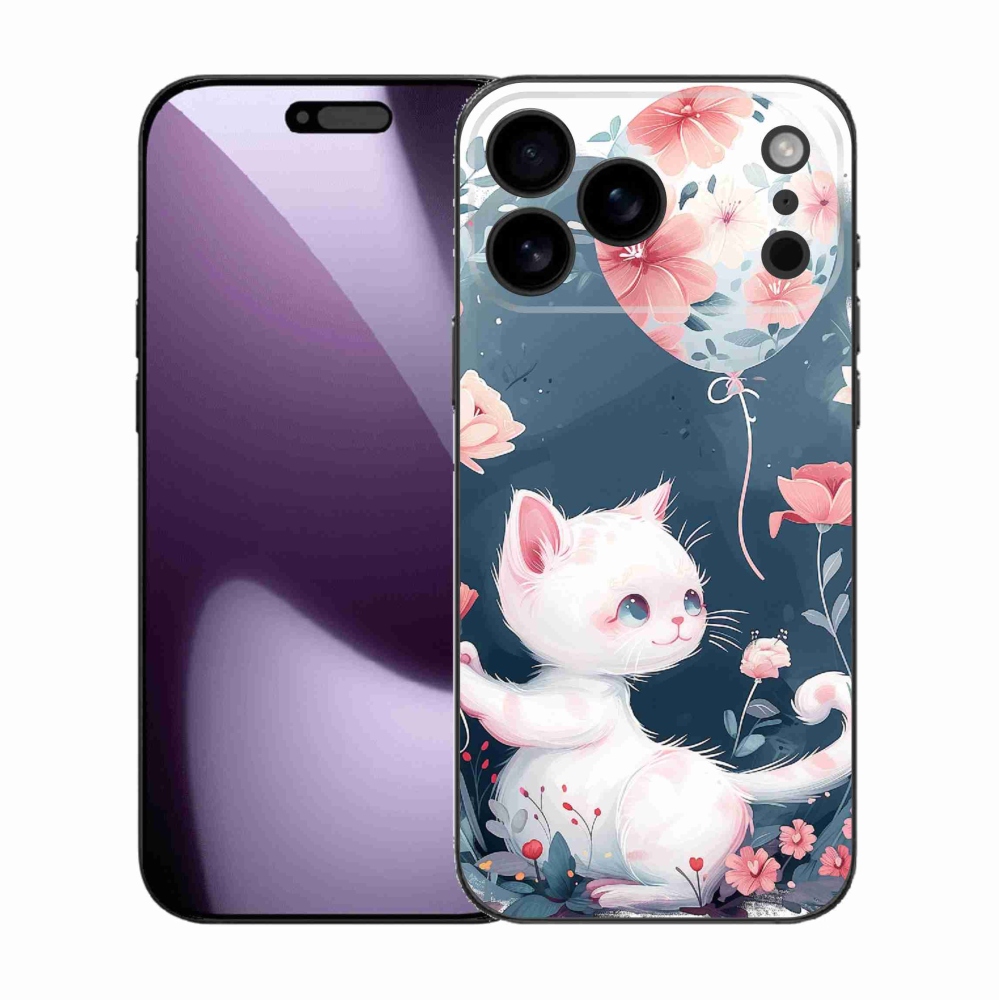 Gelový kryt mmCase na iPhone 17 Pro Max - kotě s balónkem