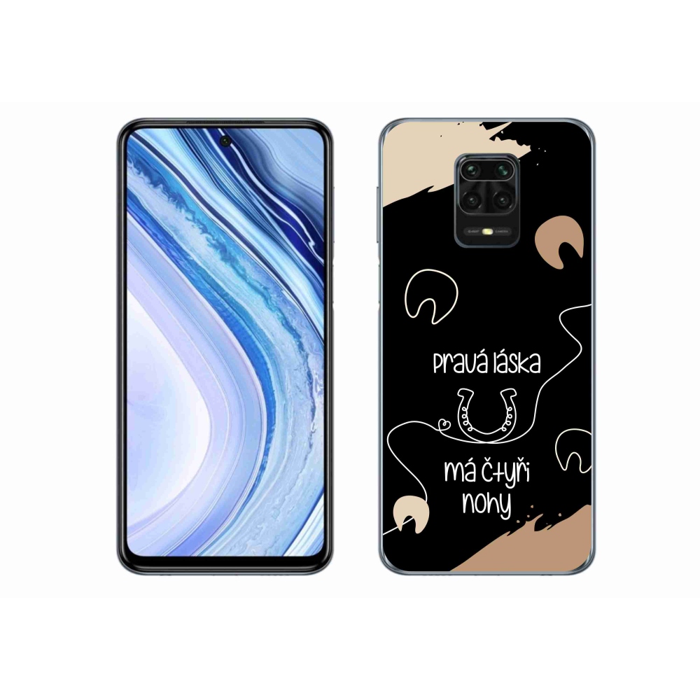 Gelový kryt mmCase na Xiaomi Redmi Note 9S - koňský motiv černé pozadí