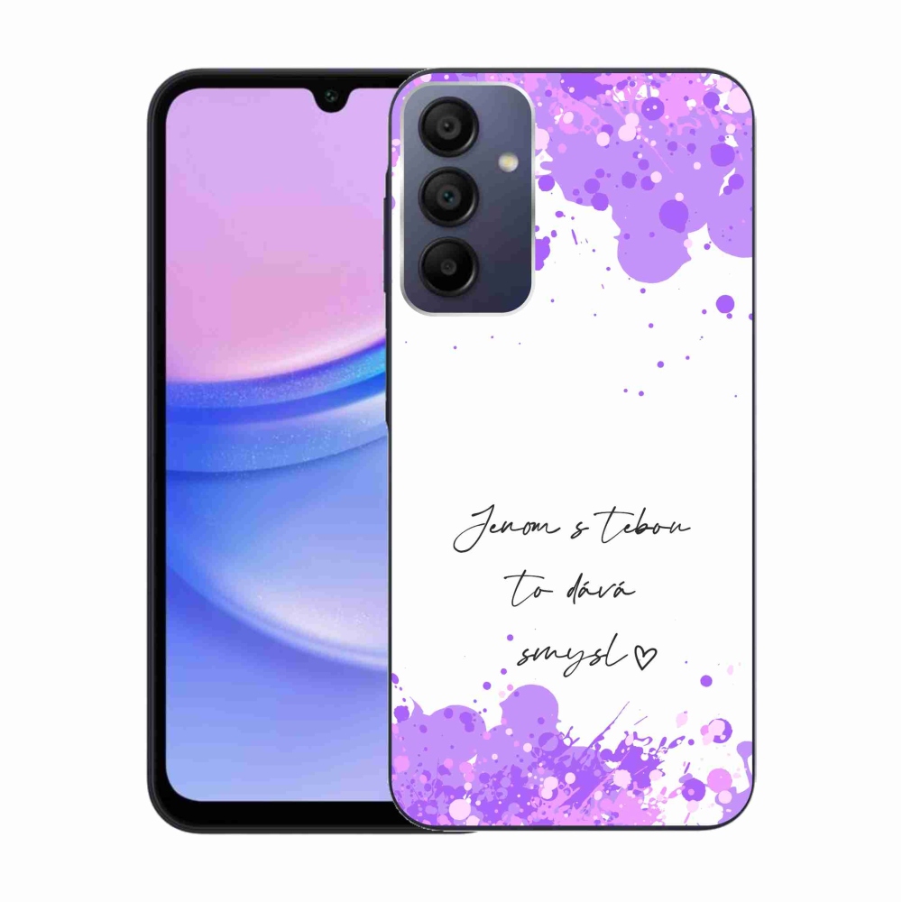 Gelový kryt mmCase na Samsung Galaxy A15 4G/5G - zamilovaný text bílé pozadí