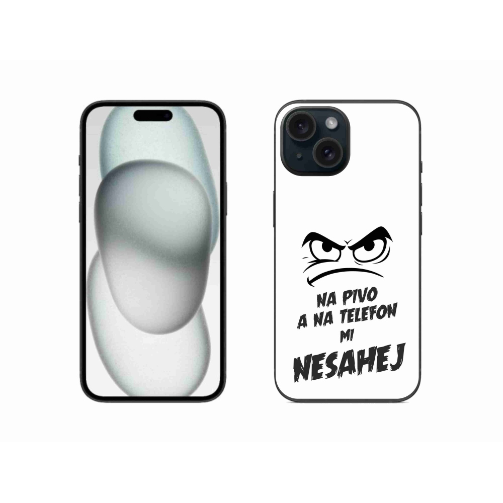 Gelový kryt mmCase na iPhone 15 - pivní motiv 2 bílé pozadí