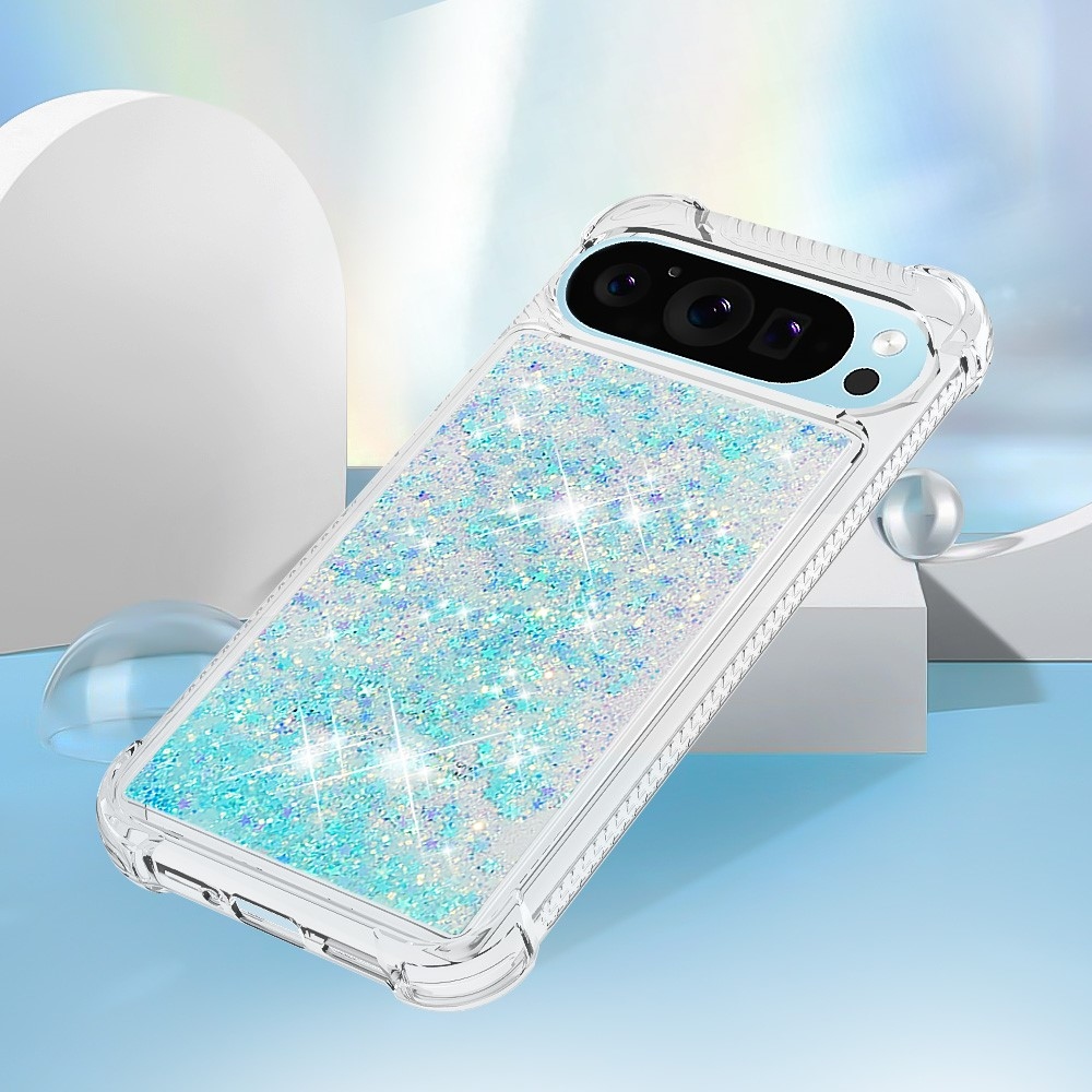 Glitter přesýpací gelový obal na Google Pixel 10 Pro/Pixel 10 - modrý/hvězdičky
