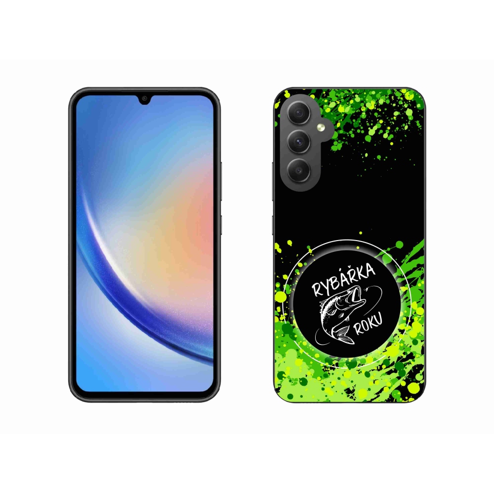 Gelový kryt mmCase na Samsung Galaxy A34 5G - rybářka roku černé pozadí
